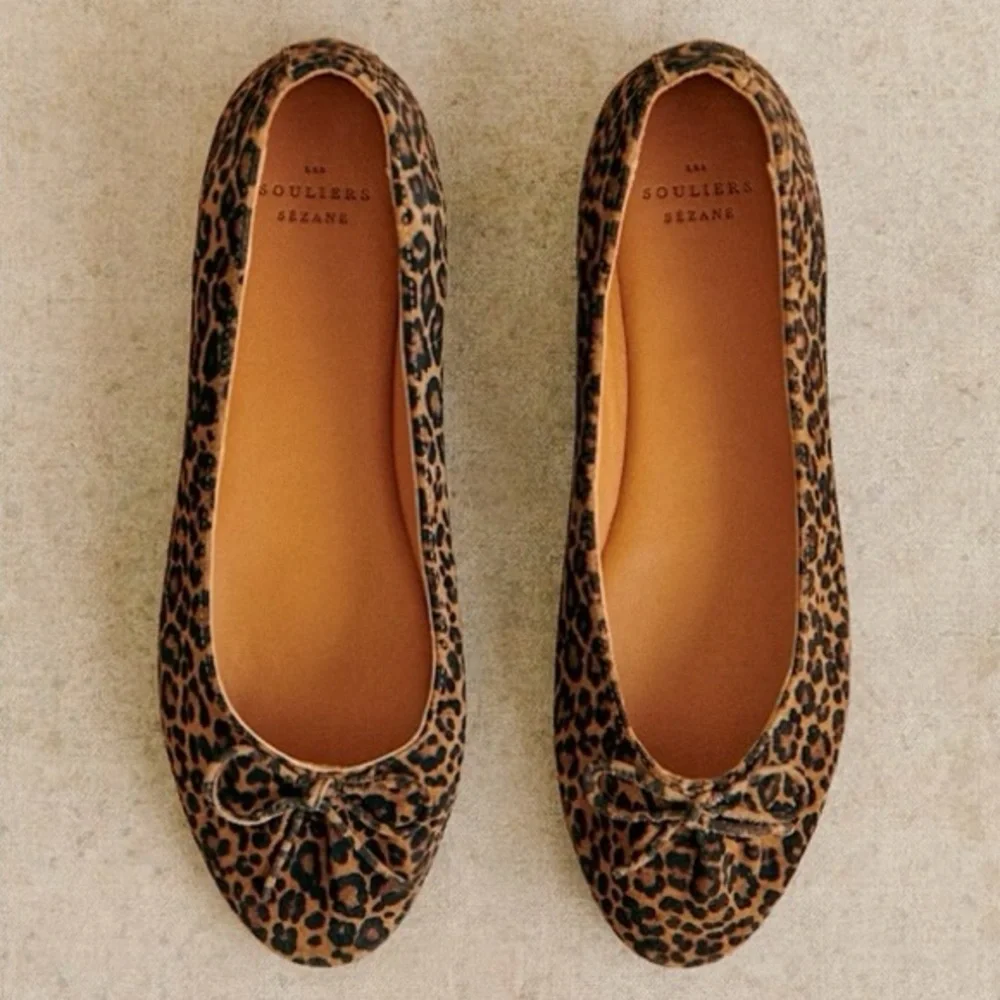 Sézane Agathe Low Ballerinas in Leopard FR 36 / US 5